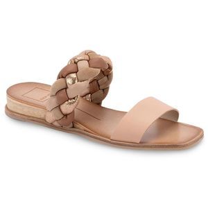 Dolce Vita Womens Persey Tan Leather Slip On Braided Mule Sandals Shoes